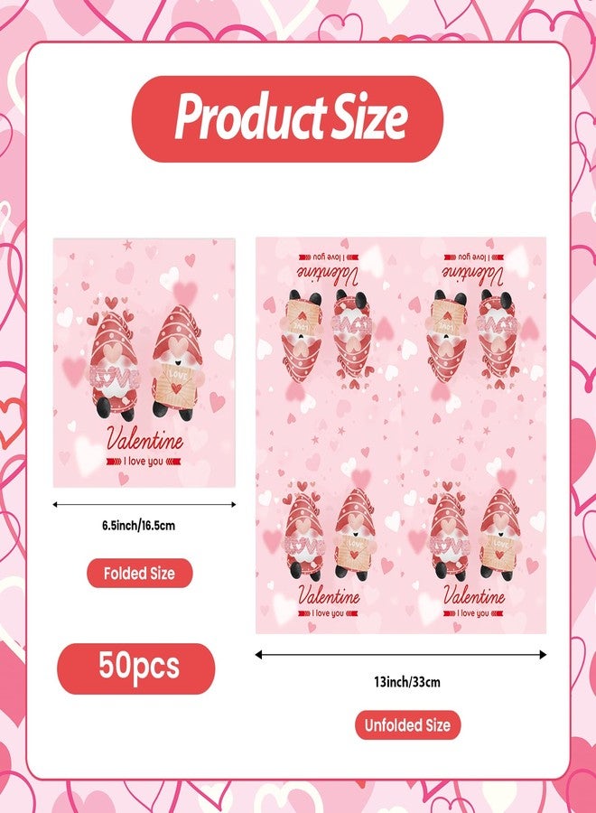 HiEnjoin 50 Pack Valentine's Napkins, Disposable Pink Cocktail Napkins for Valentine's Party Supplies Weddings Anniversaries Table Decor - Image 2